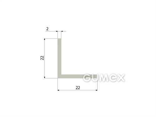 Pryžový profil tvaru "L", 22x22/2mm, 50°ShA, EPDM, -40°C/+100°C, šedý